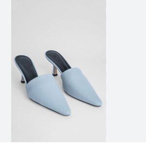 By Far Cynthia stretch leather mules in Blue - Size US 6.5/EUR 37